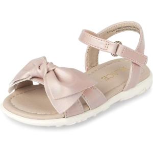 imageThe Childrens Place girls Baby Girls and Toddler Flat Sandals With Adjustable Ankle StrapPink Bow