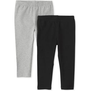 imageThe Childrens Place Girls Essential Capri LeggingsHeather GrayBlack 2pack