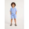 imageThe Childrens Place Baby Boys And Toddler Gauze Short Sleeve Shirt and Shorts 2 Piece OutfitLight Blue Sharks