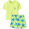 imageThe Childrens Place Baby Boys and Toddler Short Sleeve Rashguard and BottomsLime Starfish
