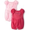 imageThe Childrens Place Baby Girls And Newborn Everyday Summer RompersCherriesPink 2pack