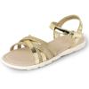 imageThe Childrens Place Girls Adjustable Ankle Strap Flat SandalsGold Glitter Crisscross